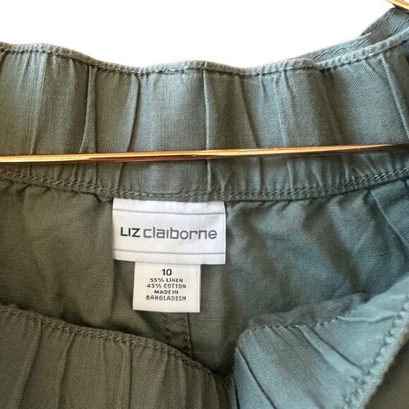 Liz Claiborne linen blend skirt with belt Olive size 10 new with tag - Picture 5 of 5